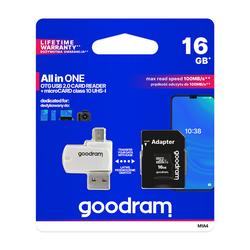 GoodRam muistikortti 16GB microSDHC cl. 10 UHS-I + sovitin + kortinlukija