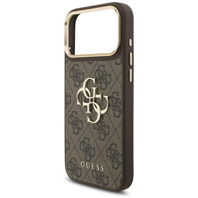 Guess 4G Big 4G Classic Logo Big Strap Metal Buttons -suojakuori iPhone 17 Pro Maxille, ruskea