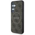 Guess HC Magnetic PU 4G Ring Classic Logo -suojakuori Samsung Galaxy S25:lle, ruskea
