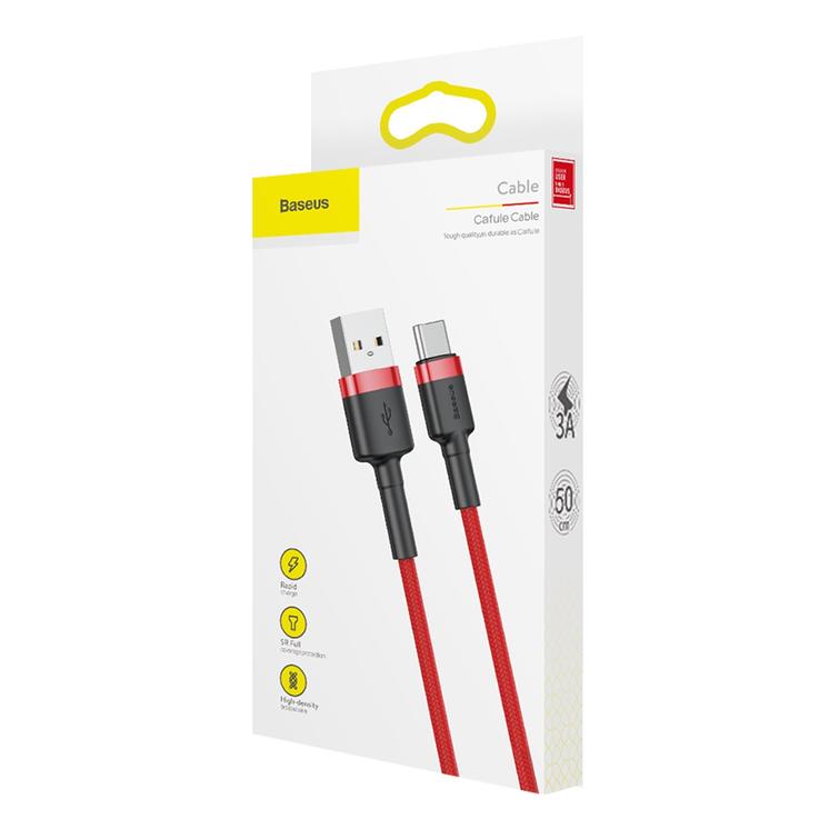 Baseus-kaapeli Cafule USB - USB-C 0,5 m 3A punainen