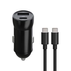 Maxlife MXCC-04 PD QC autolaturi 1x USB-C 1x USB 20W musta + USB-C - USB-C -kaapeli 60W