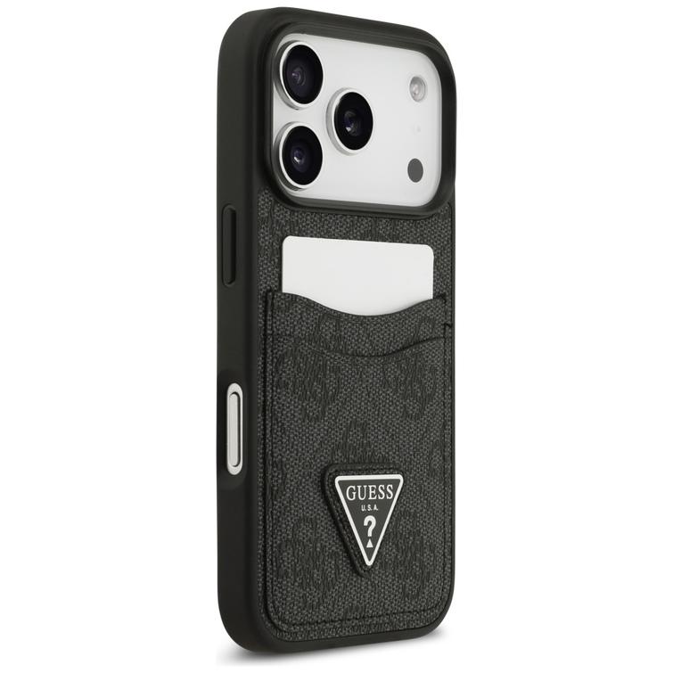Guess 4G Double Card Triangle -suojakuori iPhone 17 Prolle, musta