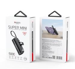 YESIDO POWERBANK YP68 5000 mAh 12W + USB-C CABLE, LIGHTNING CONNECTOR BLACK
