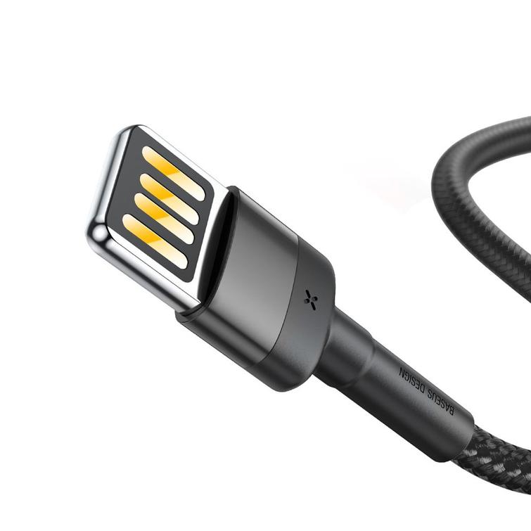 Baseus Cafule USB-Lightning-kaapeli 1,0 m 2,4A harmaanmusta kaksipuolinen USB