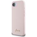 Guess HC Silicone Script Metal Logo -suojakuori iPhone 16e:lle, pinkki
