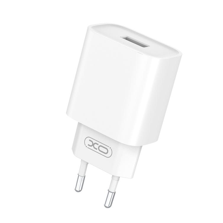 XO-sein&auml;laturi CE02D QC 3.0 18W 1x USB valkoinen + microUSB-kaapeli