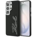 Karl Lagerfeld case Grained Signature Metal Resin Logo for Samsung Galaxy S26 Ultra black