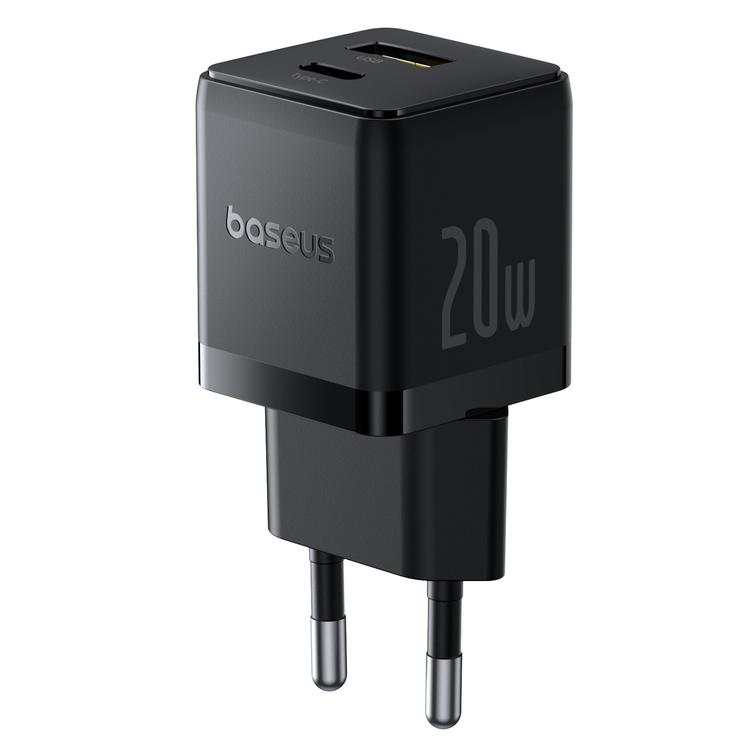 Baseus Palm Fast Charger Wall Charger 20W USB-C USB-A EU Cluster Black