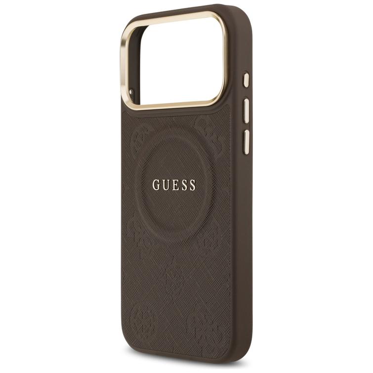 Guess iPhone 17 Pro Max -suojakuori HC MAGSAFE PU W/ PEONY HOT STAMP ruskea
