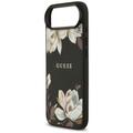 Guess Grained Flowers Classic Logo MagSafe -suojakuori iPhone Airille, musta