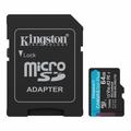 Kingstonin muistikortti 64GB microSDXC Canvas Go Plus Gen4 200MB/s A2 U3 V30 + sovitin