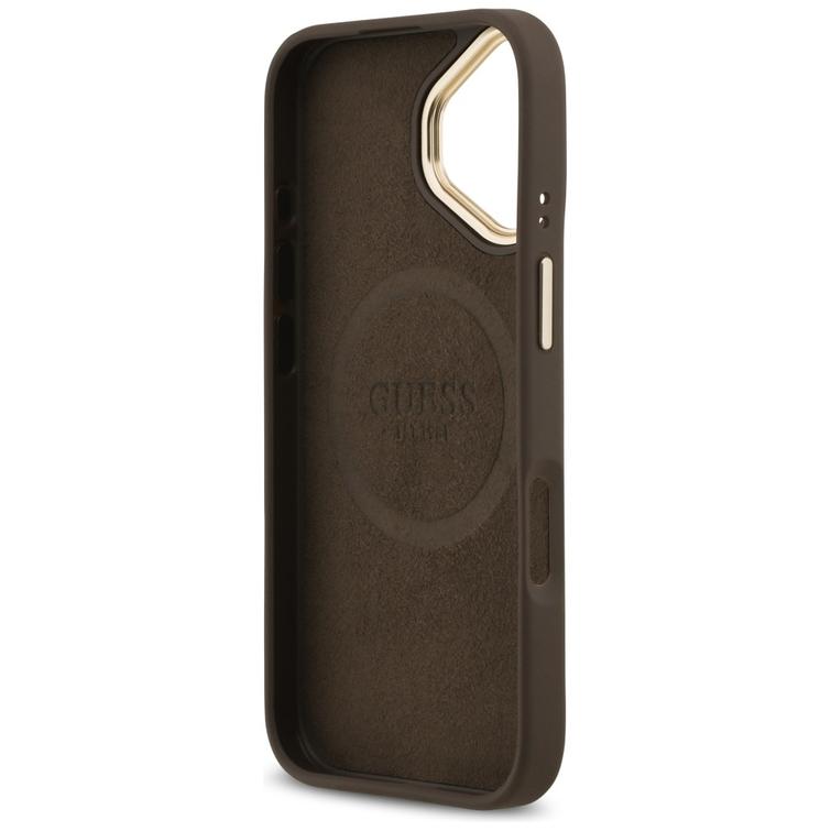 Guess 4G Logo Plate MagSafe case for iPhone 17 brown