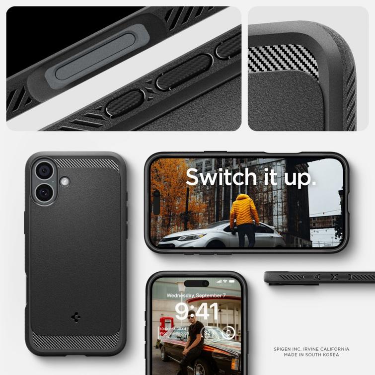 Spigen Rugged Armor Mag Magsafe -suojakuori iPhone 16 6,1":lle mattamusta
