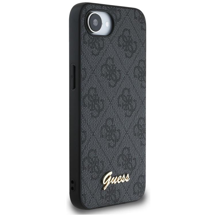 Guess HC MagSafe 4G PU Script Logo -suojakuori iPhone 16e:lle, musta