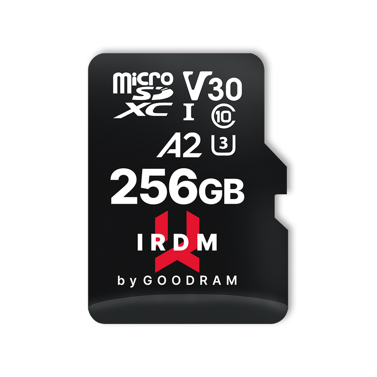GoodRam IRDM 256GB microSD UHS-I U3 V30 -muistikortti adapterilla
