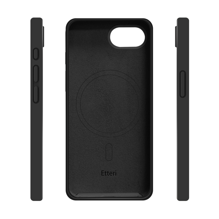 Etteri Silicone Mag kotelo iPhone 16e mustalle