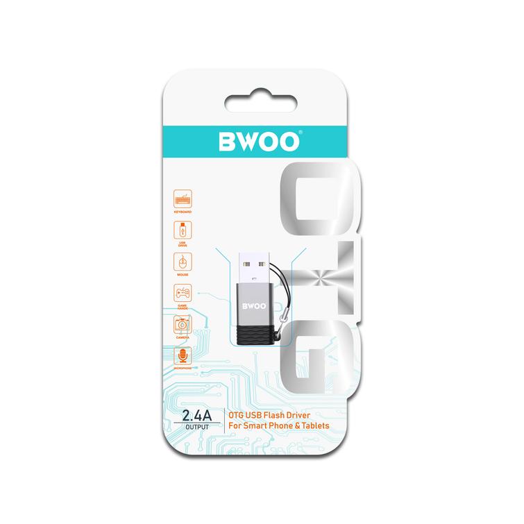 BWOO-sovitin USB-C - USB harmaa OTG BZ-38