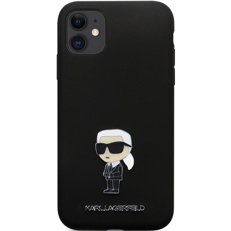 Karl Lagerfeld iPhone 11 -suojakuori KLHCN61SMHKNPK musta HC Silicone Ikonik Metal Pin