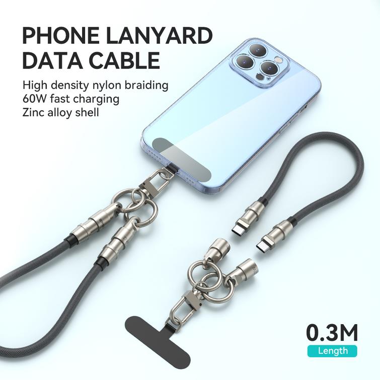 BWOO-hihnakaapeli USB-C - USB-C 0,3 m 60 W hihnalla