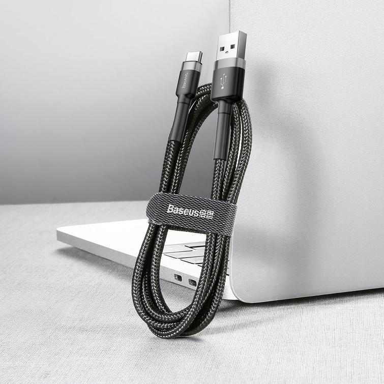 Baseus-kaapeli Cafule USB - USB-C 0,5 m 3A harmaanmusta