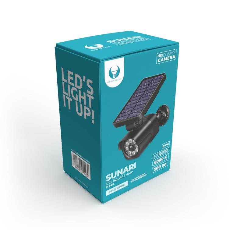 Forever Light aurinkokenno-LED-lamppu SUNARI FLS-25 SMD PIR-kameravalaisin 4W 300lm 6000K 1500mAh Li-ion