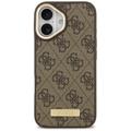 Guess 4G Logo Plate MagSafe case for iPhone 17 brown
