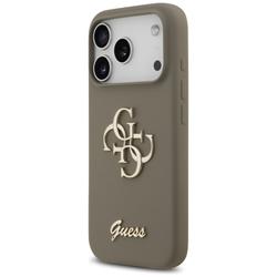 Guess Silicone Big 4G Script -suojakuori iPhone 17 Prolle, ruskea