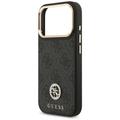 Guess 4G Strass Logo & Big Strap Metal Buttons MagSafe -kotelo iPhone 17 Prolle, musta