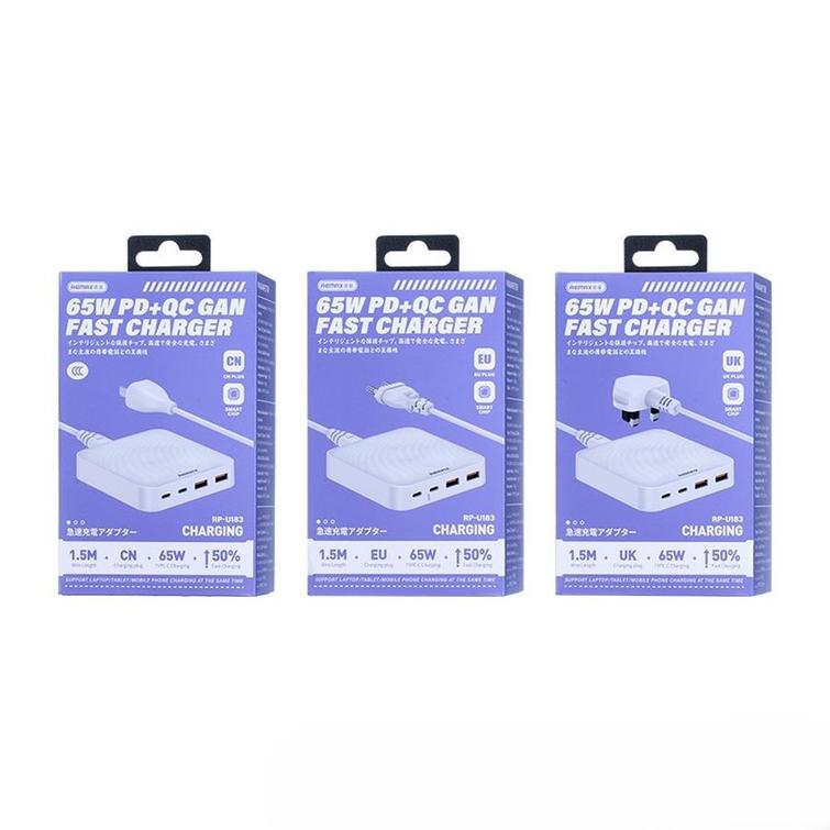 REMAX DONGFENG TRAVEL CHARGER 65W RP-U183 GaN PD QC WHITE