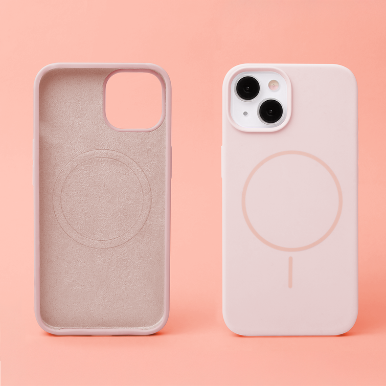 Silikoninen ohut Mag-suojakuori iPhone 12 / 12 Pro 6,1":lle, vaaleanpunainen