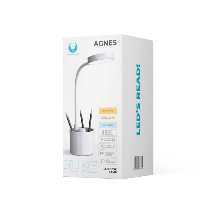 P&ouml;yt&auml;valaisin LED 5W kyn&auml;telineell&auml; PURE FLB-20 AGNES valkoinen Forever Light