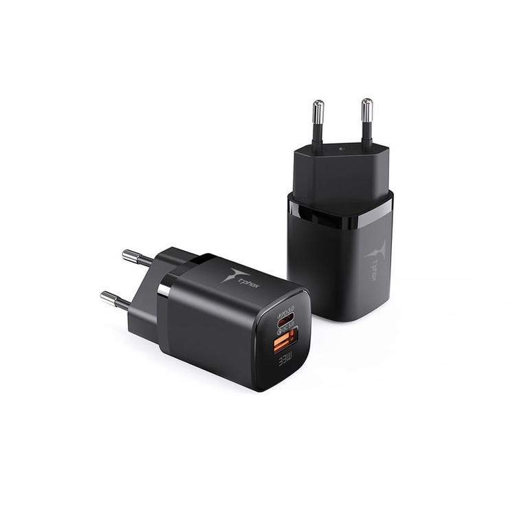 WALL CHARGER T-PHOX HANDY SERIES 33W T-PP08 USB/USB-C BLACK