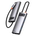 Baseus Metal Gleam -sarjan 6-in-1 monitoiminen Type-C HUB -telakointiasema, harmaa (Type-C - HDMI * 1 + USB3.0 * 3 + PD * 1 + RJ45 * 1)