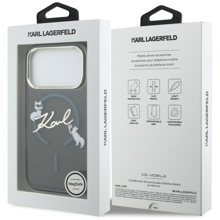Karl Lagerfeld suojakuori iPhone 17 Pro 6,3" IML Choupettes Karl Script Logo MagSafe musta