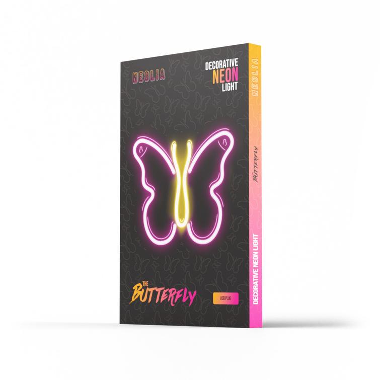 Neon LED-valo BUTTERFLY pinkki NNE03 Neolia