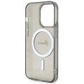 Guess iPhone 14 Pro Max 6,7" -puhelimen suojakuori GUHMP14XHCMCGK, musta, kovakuori, Magsafe IML, glitter-kulta
