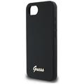 Guess HC Silicone Script Metal Logo -suojakuori iPhone 16e:lle, musta