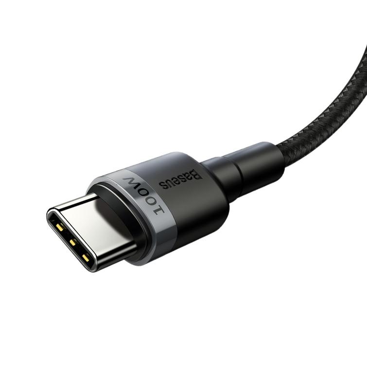 Baseus-kaapeli Cafule PD USB-C - USB-C 2,0 m 5A harmaanmusta 100W