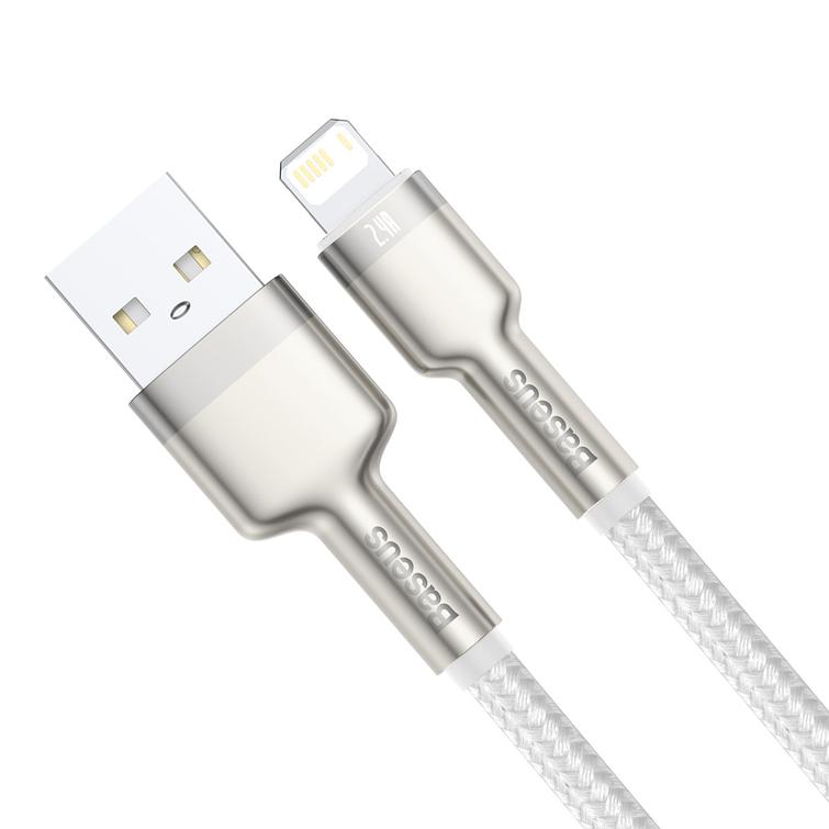 Baseus Cafule Metal USB-Lightning-kaapeli 1,0 m 2,4A valkoinen