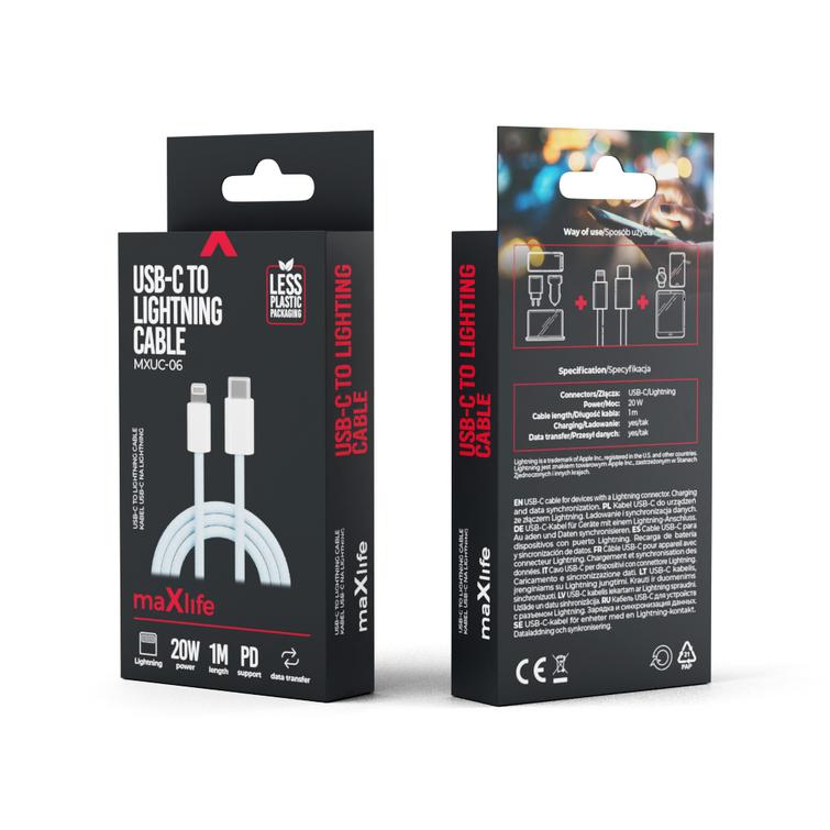 Maxlife MXUC-06 kaapeli USB-C - Lightning 1,0 m 20W sininen nailon