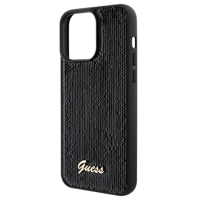 Guess case for iPhone 15 Pro Max 6,7" GUHCP15XPSFDGSK black HC Sequin Script Metal