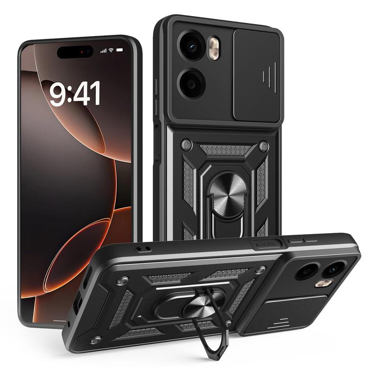 Defender Slide -suojakuori Motorola Moto E15 / G05 -puhelimelle, musta