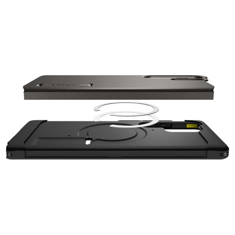 Spigen Tough Armor MagSafe -suojakuori Samsung Galaxy S25 Ultralle, asemetallin värinen