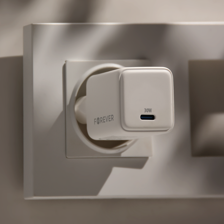 Forever TC-08-30C GaN PD laturi 1x USB-C 30W valkoinen