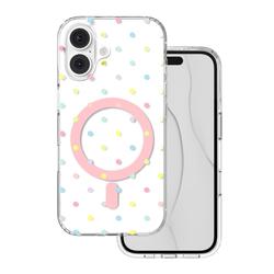 Bubble Dots Mag -kuori iPhone 16 6,1" valkoinen