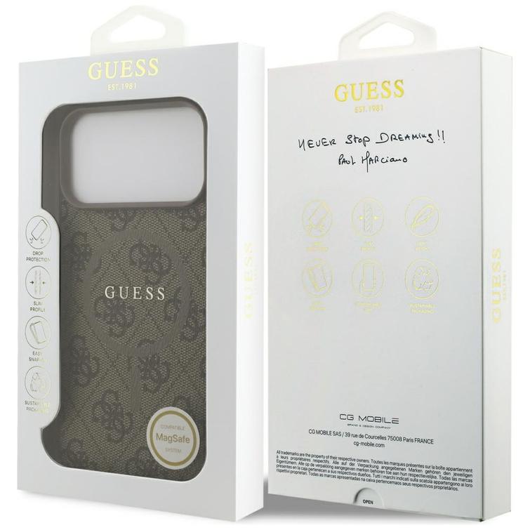 Guess 4G Ring Classic Logo MagSafe case for iPhone 17 Pro Max brown