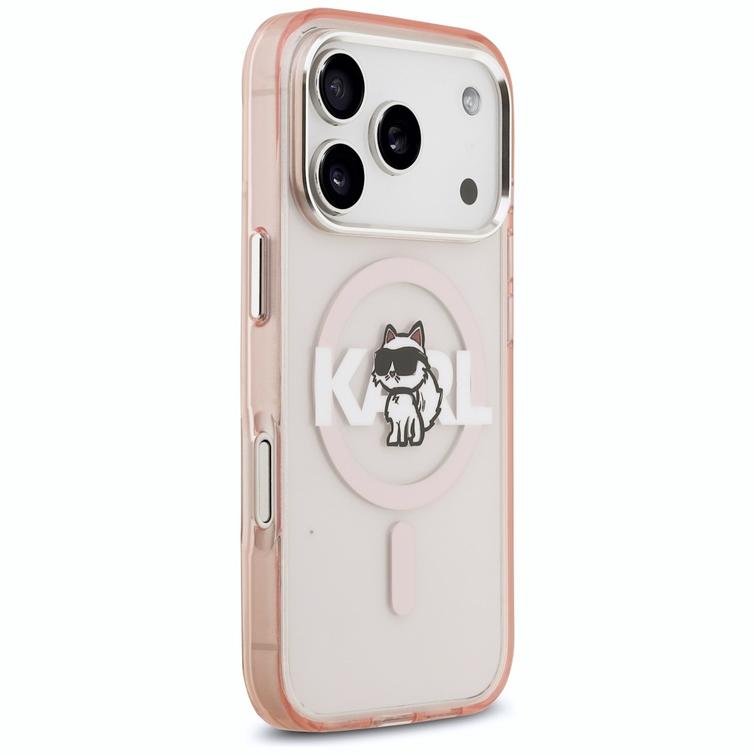 Karl Lagerfeld suojakuori iPhone 17 Pro 6,3" IML Choupette Sketch Logo MagSafe vaaleanpunainen