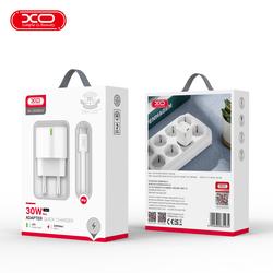 XO-seinälaturi CE06 PD 30W 1x USB-C valkoinen + USB-C - USB-C -kaapeli