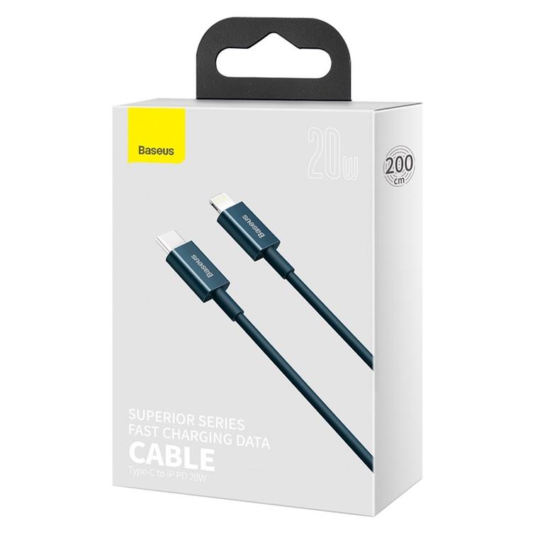 Baseus Superior PD USB-C - Lightning-kaapeli 2,0 m sininen 20W