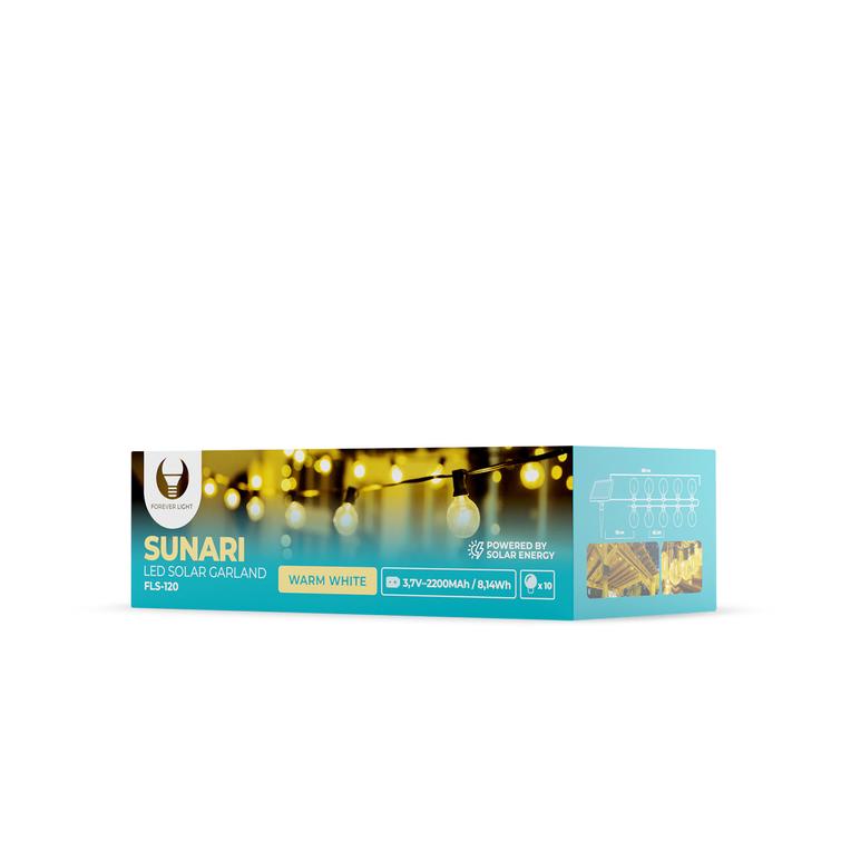 Forever Light LED-aurinkovalaisink&ouml;ynn&ouml;s SUNARI FLS-120 5,5m + 10 kirkasta G40-lamppua IP44